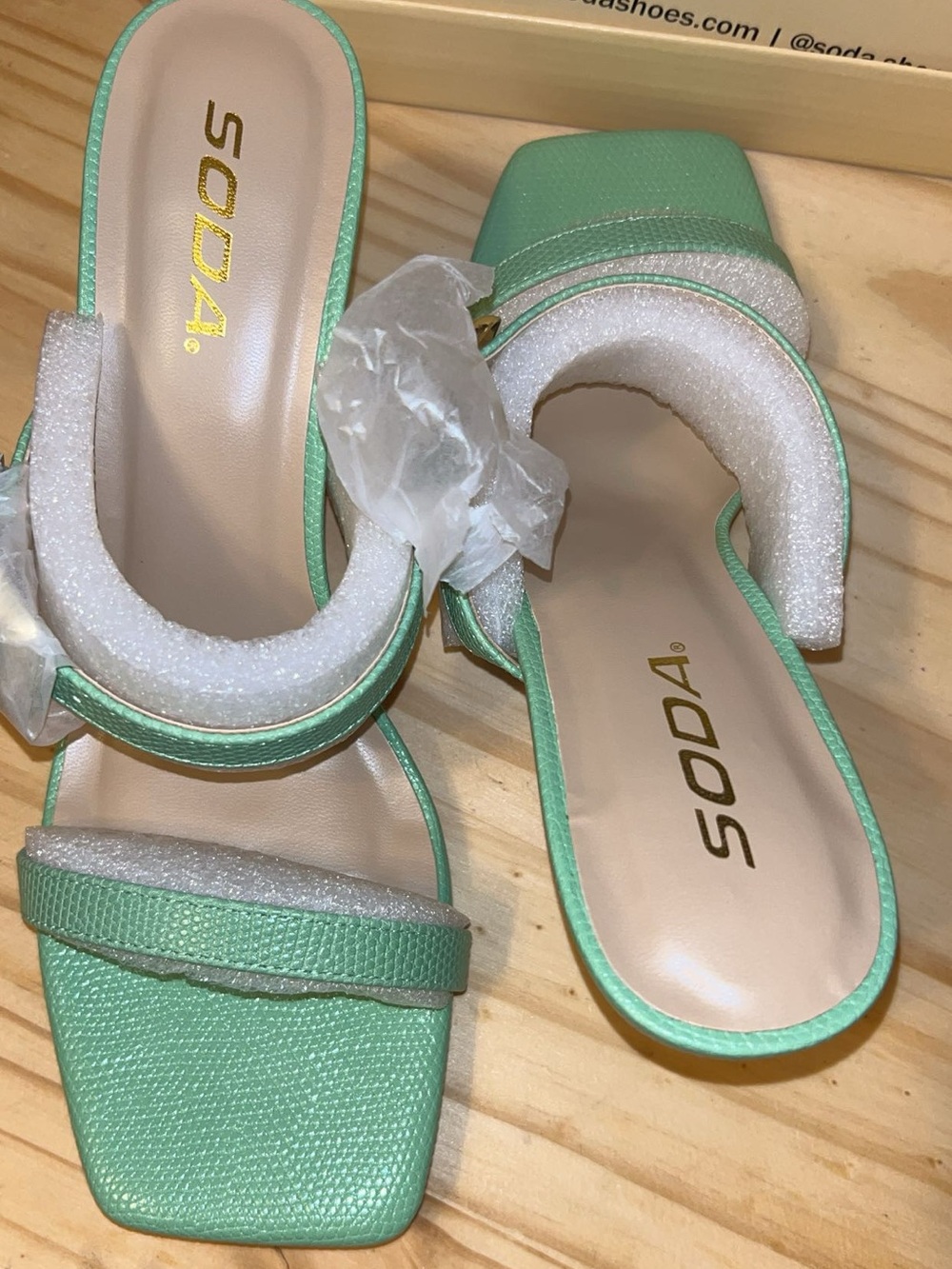 Soda Mint Green Dual-Strap Slide Mules